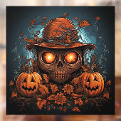 Autocollant Pour Fenêtre Crâne artistique et Jack-o-lanternes (Feuille 2)