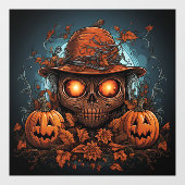 Autocollant Pour Fenêtre Crâne artistique et Jack-o-lanternes (Feuille)