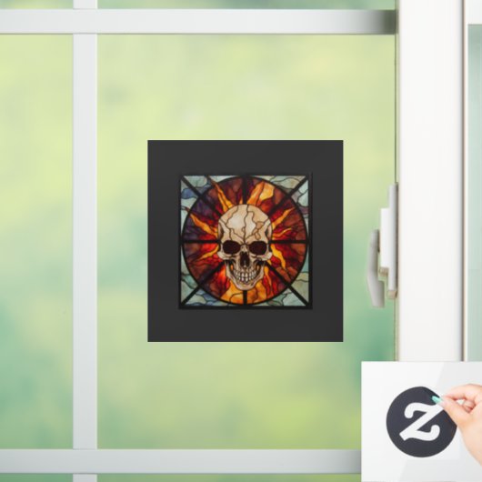 Autocollant Pour Fenêtre Crâne au feu, vitrail, flamboyant (Maison)