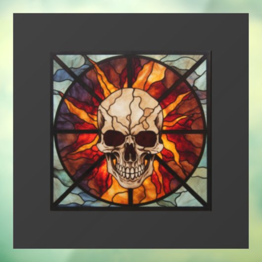 Autocollant Pour Fenêtre Crâne au feu, vitrail, flamboyant (Feuille 3)