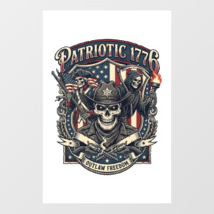 Autocollant Pour Fenêtre Crâne de hors-la-loi patriotique Sheriff Patriote