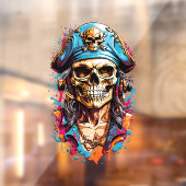 Autocollant Pour Fenêtre Crâne de pirate d'Halloween (Feuille 2)