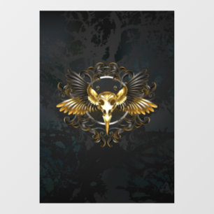 Autocollant Pour Fenêtre Crâne d'oiseau doré sur fond noir