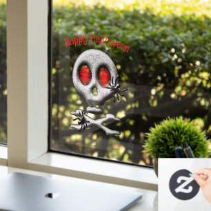 Autocollant Pour Fenêtre Crâne effrayant d'Halloween classique et araignées