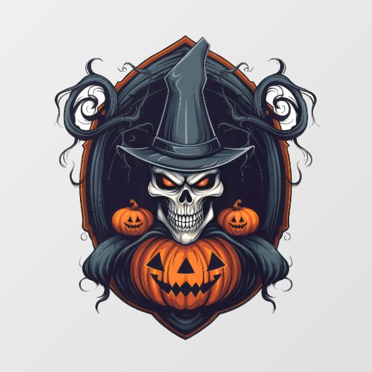 Autocollant Pour Fenêtre Crâne et Jack-O-Lanterns (Feuille)