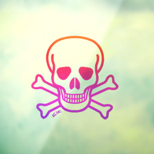 Autocollant Pour Fenêtre Crâne n Bones neon fenêtre serrer le dos bâton