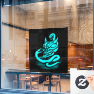 Autocollant Pour Fenêtre Crâne - Tête diabolique avec serpent