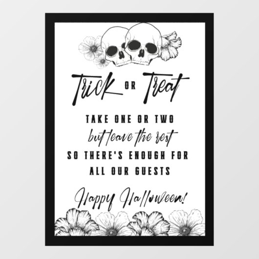 Autocollant Pour Fenêtre Crânes fleurs Halloween tour ou réglez (Feuille)