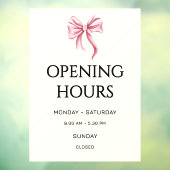 Autocollant Pour Fenêtre Cream Pink Bow Opening Hours Small Business (Feuille 3)