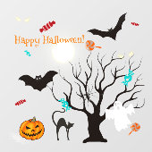 Autocollant Pour Fenêtre Créatures et bonbons d'Halloween (Feuille)