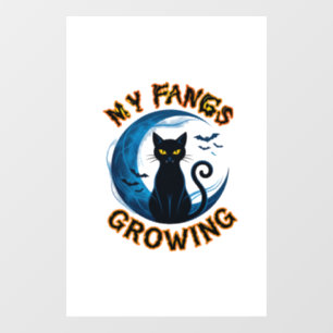 Autocollant Pour Fenêtre Crocs qui poussent Chat noir d'Halloween Lune bleu