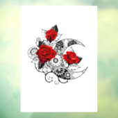 Autocollant Pour Fenêtre Croissant mécanique avec roses rouges (Feuille 3)