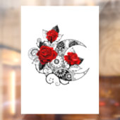 Autocollant Pour Fenêtre Croissant mécanique avec roses rouges (Feuille 2)