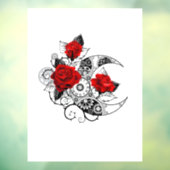 Autocollant Pour Fenêtre Croissant mécanique avec roses rouges (Feuille 3)