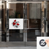 Autocollant Pour Fenêtre Croissant mécanique avec roses rouges (Porte de bureau)