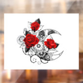 Autocollant Pour Fenêtre Croissant mécanique avec roses rouges (Feuille 2)