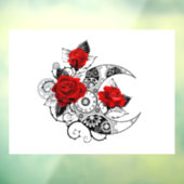 Autocollant Pour Fenêtre Croissant mécanique avec roses rouges (Feuille 3)