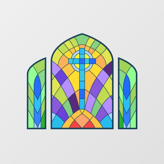 Autocollant Pour Fenêtre Croix religieuse Faux Vitrail Décoratif (Feuille)