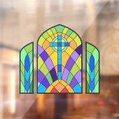 Autocollant Pour Fenêtre Croix religieuse Faux Vitrail Décoratif (Feuille 2)