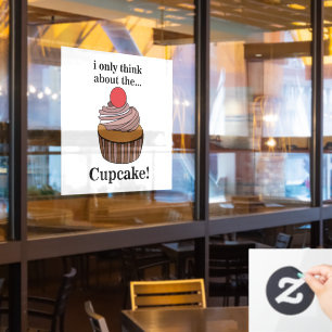 Autocollant Pour Fenêtre Cupcake Je Ne Pense Qu'Au Restaurant Cupcake
