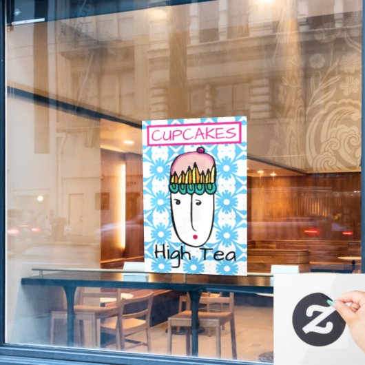Autocollant Pour Fenêtre Cupcakes High Tea (Fenêtre de café)