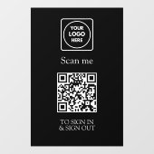 Autocollant Pour Fenêtre Custom Black QR Sign-In | Visitor & Employee (Feuille)