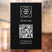 Autocollant Pour Fenêtre Custom Black QR Sign-In | Visitor & Employee (Feuille 2)