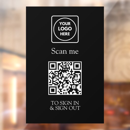 Autocollant Pour Fenêtre Custom Black QR Sign-In | Visitor & Employee (Feuille 2)
