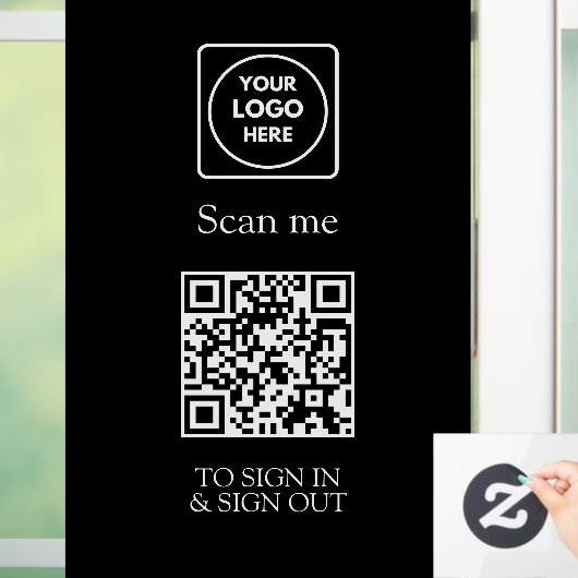 Autocollant Pour Fenêtre Custom Black QR Sign-In | Visitor & Employee (Maison)