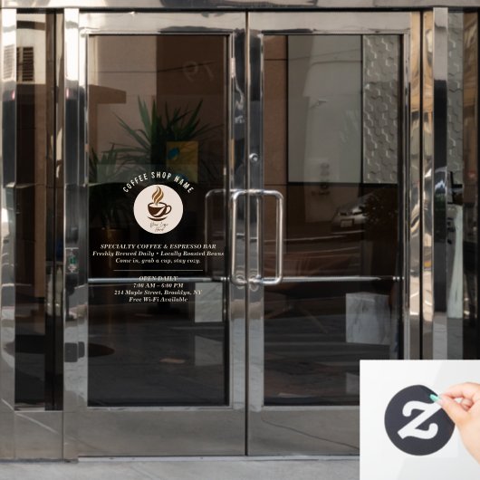 Autocollant Pour Fenêtre Custom Coffee Shop Window Cling – Personalized  (Porte de bureau)