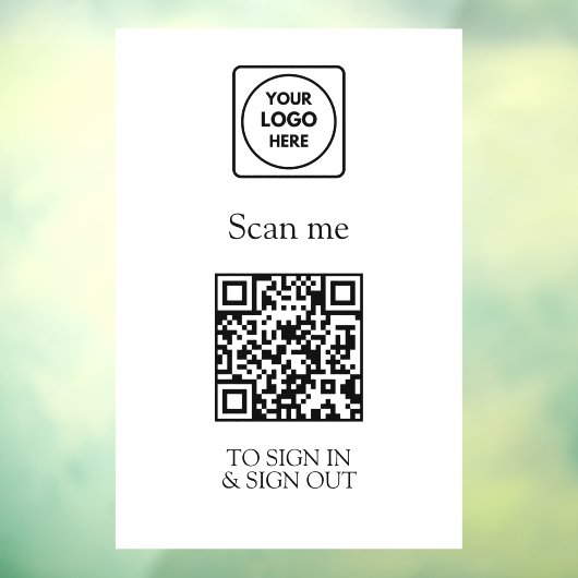 Autocollant Pour Fenêtre Custom White QR Sign-In | Visitor & Employee (Feuille 3)