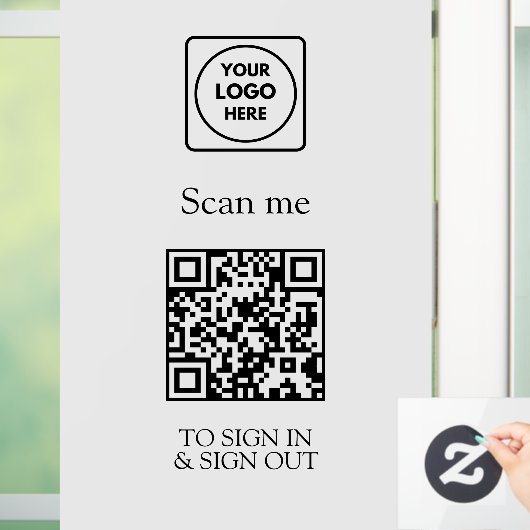 Autocollant Pour Fenêtre Custom White QR Sign-In | Visitor & Employee (Maison)