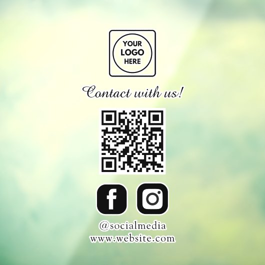 Autocollant Pour Fenêtre Custom White QR | Social Media Connect Display (Feuille 3)