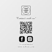Autocollant Pour Fenêtre Custom White QR | Social Media Connect Display (Feuille)