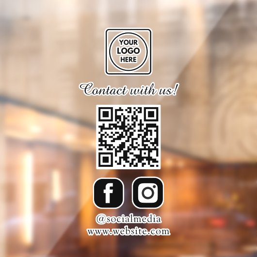 Autocollant Pour Fenêtre Custom White QR | Social Media Connect Display (Feuille 2)