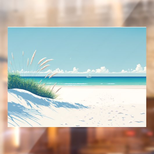 Autocollant Pour Fenêtre Customisez votre propre plage de mer blanche avec  (Feuille 2)