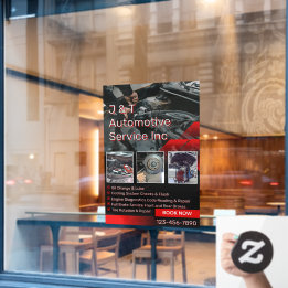Autocollant Pour Fenêtre Customize Auto Repair Garage Service List With Log
