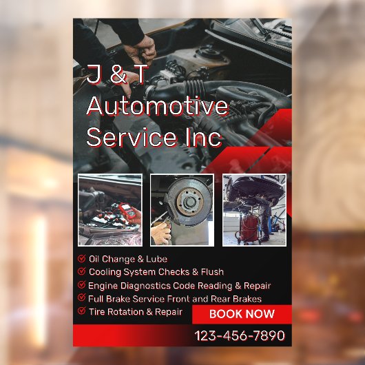 Autocollant Pour Fenêtre Customize Auto Repair Garage Service List With Log (Feuille 2)