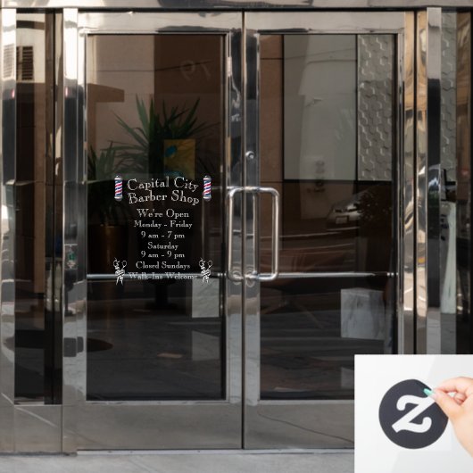 Autocollant Pour Fenêtre Customize Barber Shop Weekly Open Hours (Porte de bureau)