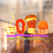 Autocollant Pour Fenêtre Customize Coffee And Donuts Besties Forever Promo (Feuille 2)