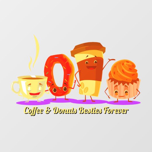 Autocollant Pour Fenêtre Customize Coffee And Donuts Besties Forever Promo (Feuille)