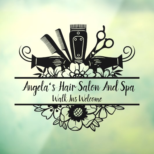 Autocollant Pour Fenêtre Customize Hair Salon And Spa Black Window Cling (Feuille 3)