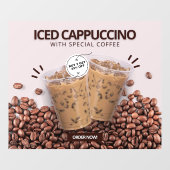 Autocollant Pour Fenêtre Customize Iced Cappuccino Donut Coffee Shop Promo (Feuille)