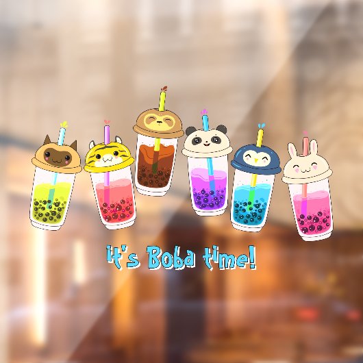 Autocollant Pour Fenêtre Customize Kawaii Bubble Tea Cartoon Characters (Feuille 2)
