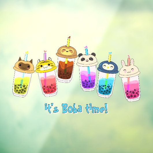 Autocollant Pour Fenêtre Customize Kawaii Bubble Tea Cartoon Characters (Feuille 3)