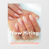 Autocollant Pour Fenêtre Customize Now Hiring Nail Salon Technician Pink (Feuille)