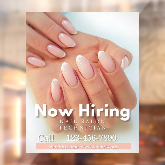 Autocollant Pour Fenêtre Customize Now Hiring Nail Salon Technician Pink (Feuille 2)