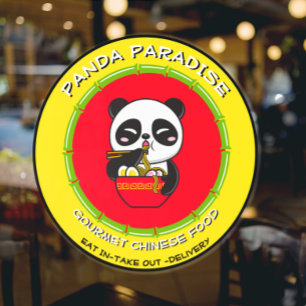Autocollant Pour Fenêtre Customize Panda Bear Noodles Chinese Restaurant