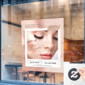 Autocollant Pour Fenêtre Customize Pink Elegant Aesthetic Eyelash Extension (Fenêtre de café)