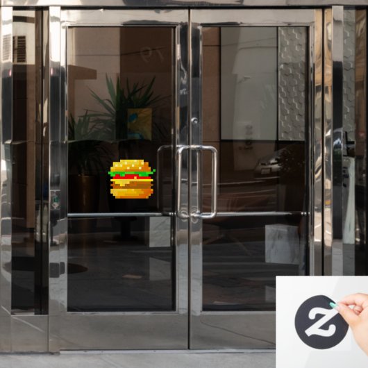 Autocollant Pour Fenêtre Cute 8 bits Pixel Art Burger Fun Geek Restauration (Porte de bureau)